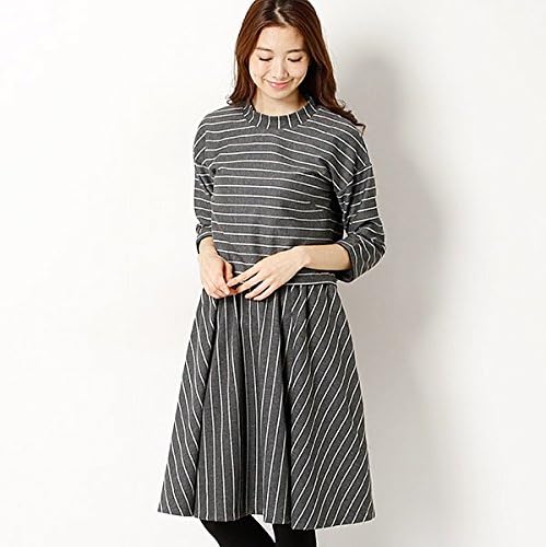 Amazon Co Jp Ccクロス C C Cross ドッキングストライプワンピース グレー 38 M 服 ファッション小物