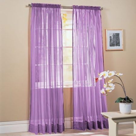 DreamKingdom - 2 PCS Solid Sheer Window Curtains/Drape/Panels/Treatment Brand New 58"Wx84"L - Lavender