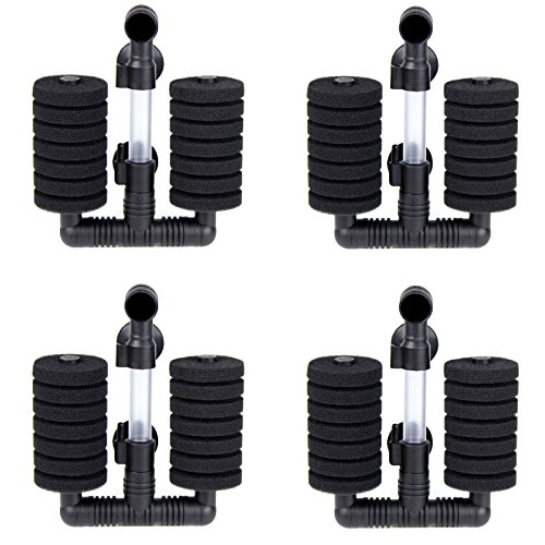 Aquaneat 4pcs Air Pump Double Sponge Filter for Aquarium Fish Tank Up to 10 Gallons Betta Breeder Shrimp Fish Filter