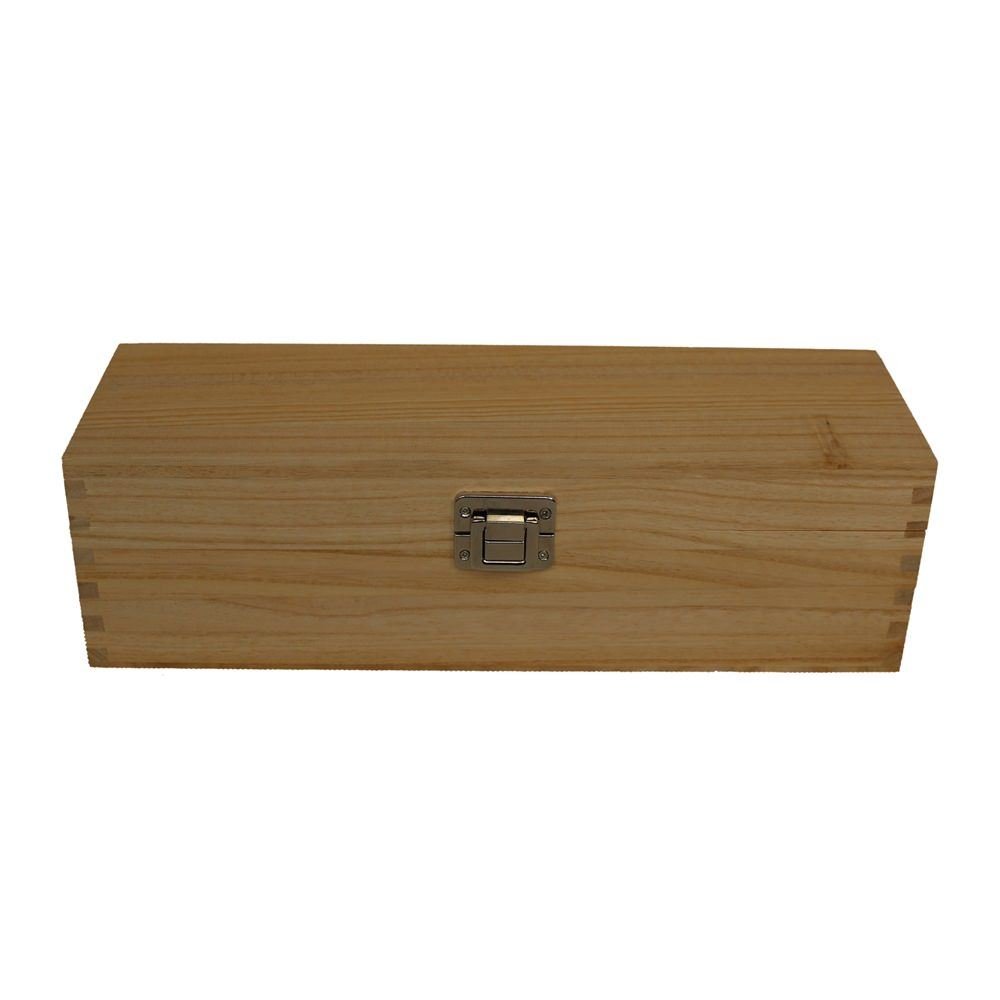 Red Hamper Single Bottle Clear Varnish Wooden Box, Wood, Brown, 10.5 x 11 x 35 cm