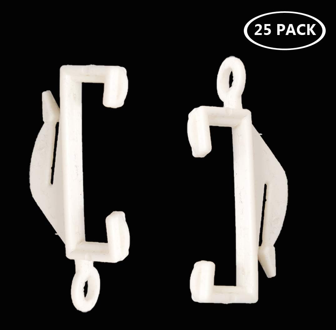 IPEAK Curtain Rail Track Glider Hooks Pack of 25 White Plastic Sliding