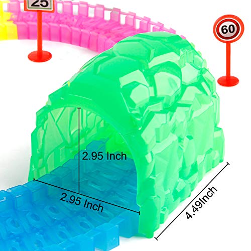 image for Mini Tudou Magic Light Up Track Cars with Road Sign & Tunnel, 2 Pack R