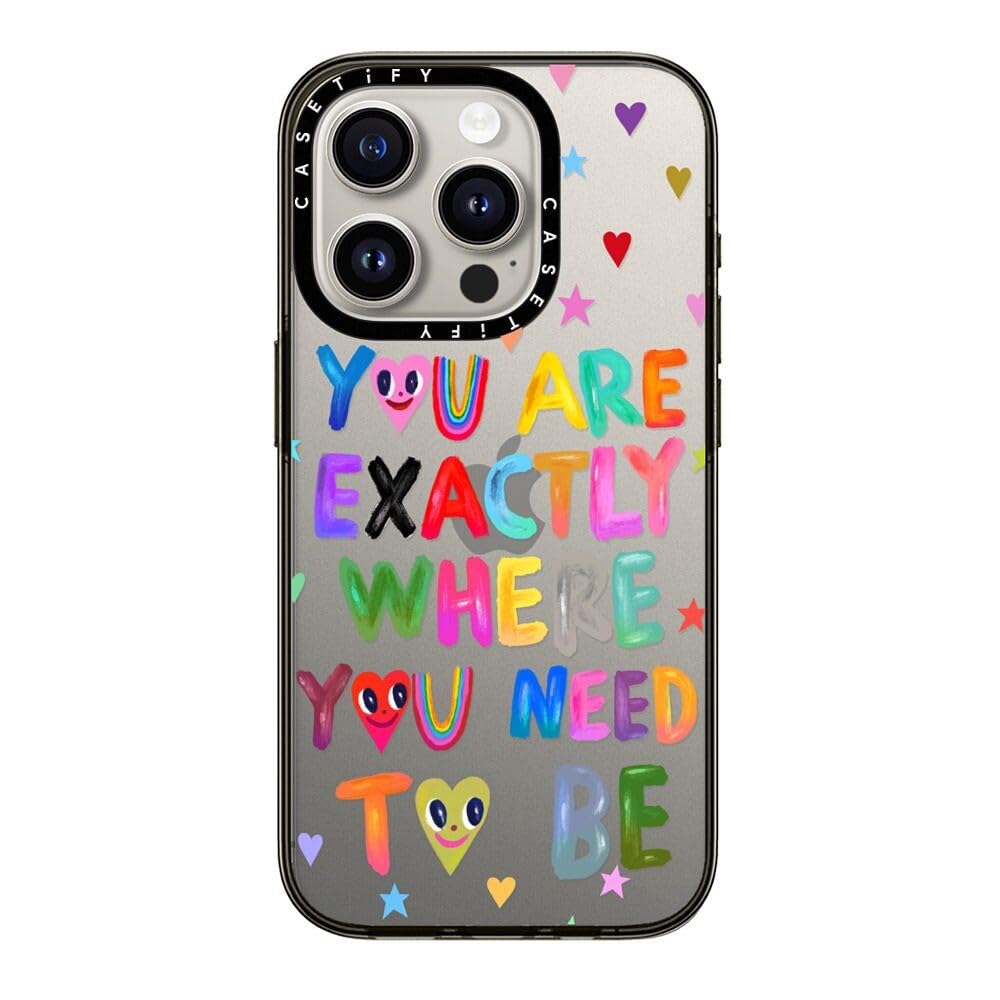 CASETiFY Compact Case for iPhone 15 Pro [2X Military Grade Drop Tested / 4ft Drop Protection] - You are exactly where you need to be - Clear Black — image 1