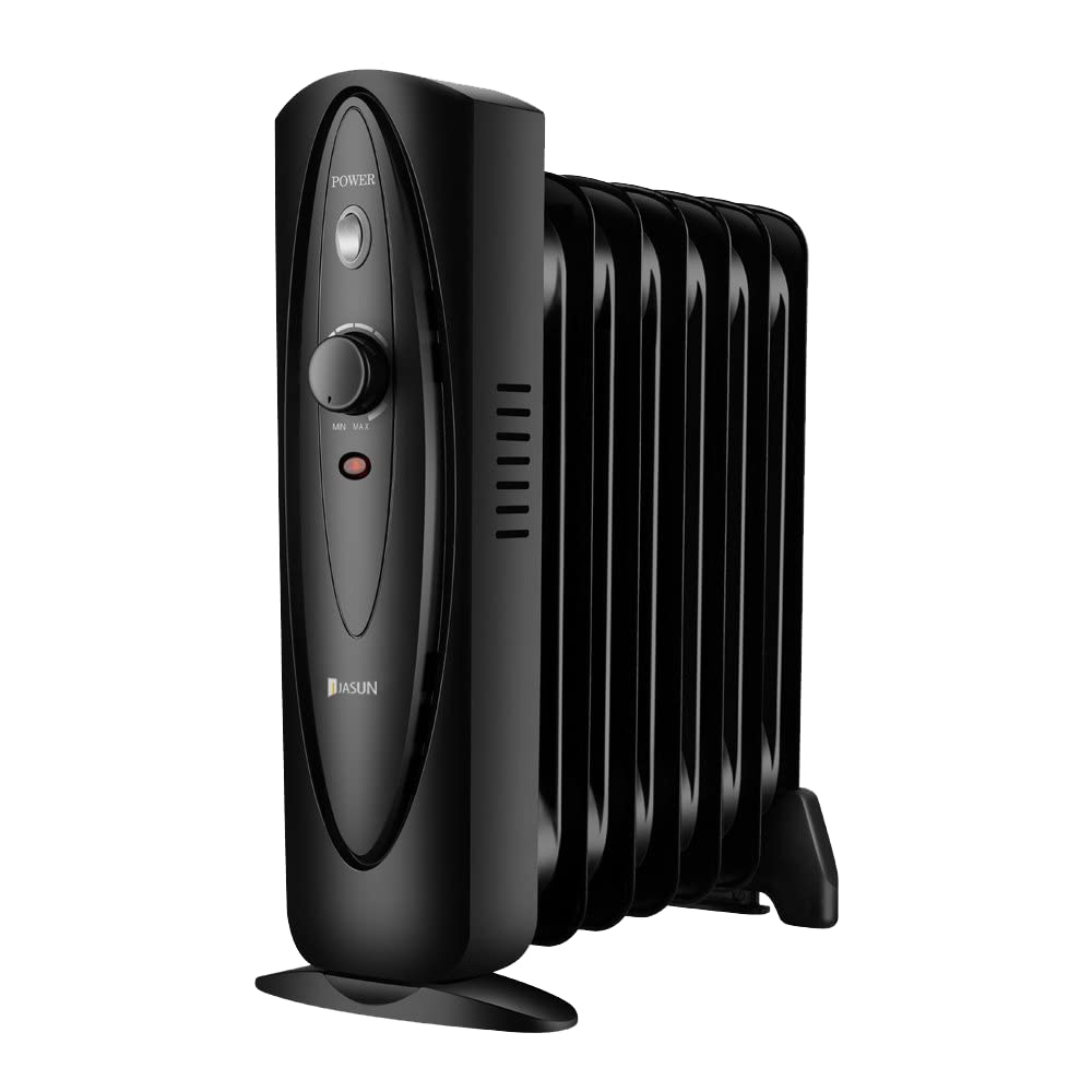Photo 1 of (used)(missing base) JASUN Oil Filled Radiator Heater with Adjustable Thermostat, Mini Portable Space Heater 700W for Indoor Use, Overheat Safety, Quiet Work, Black