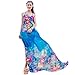 GERINLY Chiffon Sarong Wrap: Pretty Floral Print Plus Size Beach Cover Up (Blue)