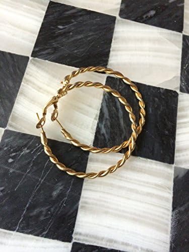 Vintage costume jewelry large gold tone hoop earrings- peirced