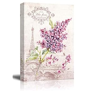 Canvas Wall Art - Retro Style Lilac Flower on Vintage Background - Giclee Print Gallery Wrap Modern Home Art Ready to Hang - 12x18 inches