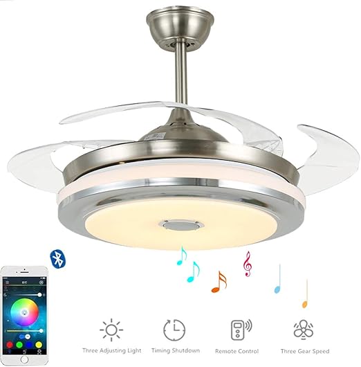 Morechange 36 Inch Bluetooth Ceiling Fan With Light Remote Control