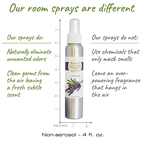 Victoria's Lavender Room Spray - All-Natural Home Fragrance, Pure Essential Oil Air Freshener & Odor Eliminator, Calming and Relaxing Scent, Aromatherapy Household Essentials, Lavender, 4 oz