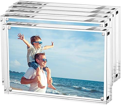 LileZbox Acrylic Photo Frame, Picture Frame, Stand with Magnets, Holds 4 X 6 Inches Pictures,10mm+10mm Thickness Transparent (10x15CM-5Packs)