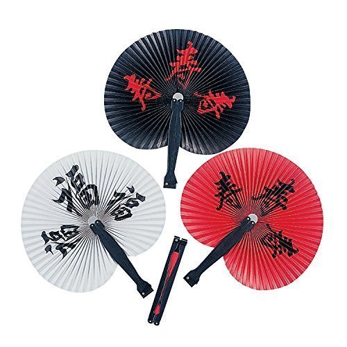 Fun Express - Chinese Character Fans 10 1/4" Each (2-Pack of 12)