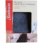 Sunbeam Microplush Heated Electric Throw - Charcoal Grey