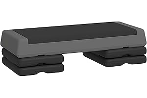 Soozier Adjustable Aerobic Stepper, 3-Level with Risers 4", 6", 8" Exercise Step Platform for Home Gym Fitness Workout, 550lb