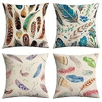 ChooTeeYeen 4 Pack Cotton Linen Throw Pillow Covers Decorative Square Throw Pillow Cases for Sofa Couch Farmhouse Bed Outdoor 18 x 18 in