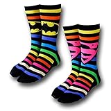 Batman & Superman Crew Socks 2 Pack Rainbow