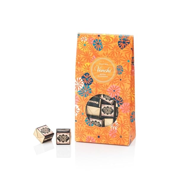 VENCHI – MURRINE GIFT BOX WITH 25 CREMINO EXTRA DARK CHOCOLATES, WITH MEDITERRANEAN ALMOND PASTE AND CREAMY PIEDMONT HAZELNUT GIANDUJA CHOCOLATE, GLUTEN-FREE AND VEGAN