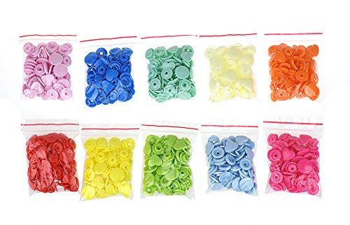 150 Complete Sets Snap Kits Plastic Resin Snap Fastener Buttons KAM T5 Size 20 (1/2") Heart Shape Assorted Rainbow Colors