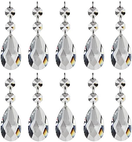 Wenmeili Teardrop Chandelier Clear Crystal Pendants Glass Pendants Beads Pack of 10
