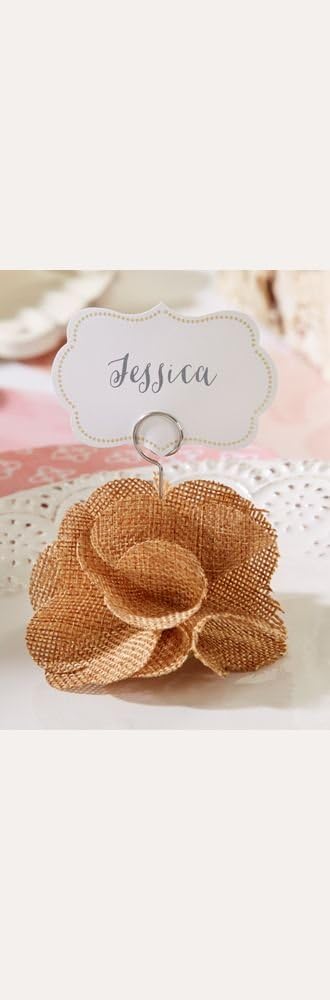 Burlap Rose Place Card Holder Set of 6 Style 25167NA by CouplesOnCakes