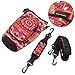 RoryTory Neoprene Water Bottle Sleeve Carrier Holder with Shoulder Strap, Pouch, Pocket & Carrying Handle (Fits 32oz / 40oz Hydro Flask, Nalgene, Juglug, Contigo, etc) - Red Flower Mandala Design