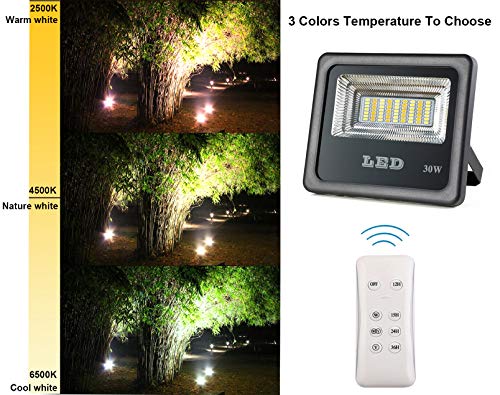 Awanber Solar Powered Flood Lights with RF Remote Control, 1000 Lumens Solar Security FloodLight Outdoor Dusk to Dawn IP66 Waterproof, Double Colors Temperature Solar Light for Sign,Lawn,Garden,Farm - Thumbnail 4