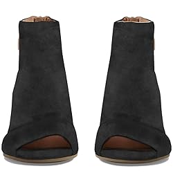 MOOMMO Women Open Toe Booties Sandals Heel Black