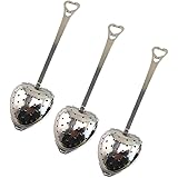 BESTONZON 20pcs Tea Filter Long Grip In acciaio inox a maglia a forma di cuore colino da tè cucchiaio Cucchiaio infusore