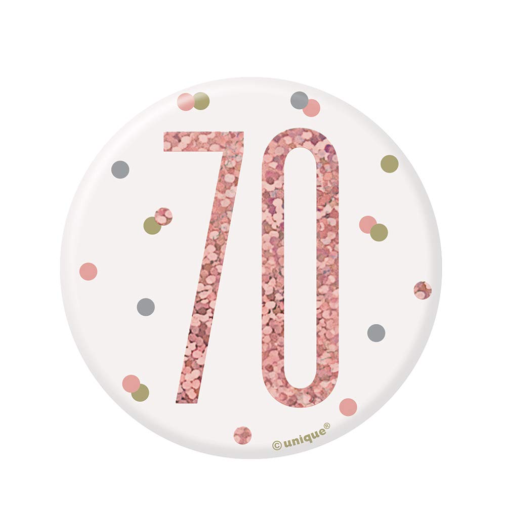Unique 84872 Number Badge | Glittery Rosegold | 1 Pc, Rose Gold, Age 70