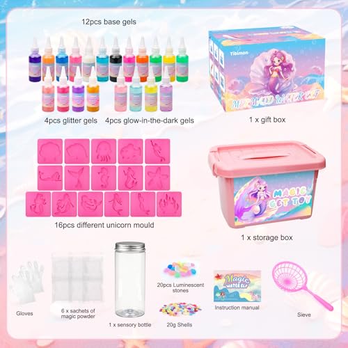 Mermaid Magic Water Elf, DIY 3D Magic Water Gel Toy, 20 Magic Gel and 16 Shapes, Magic Water Elf for Children 4 5 6+, Birthday, Christmas, Easter, Gift for Boys Girls