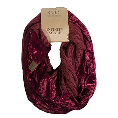 C.C Knit Crushed Cable Knit Soffy Warm Velvet Infinity Scarf C.C Knit Crushed Cable Knit Soffy Warm Velvet Infinity Scarf