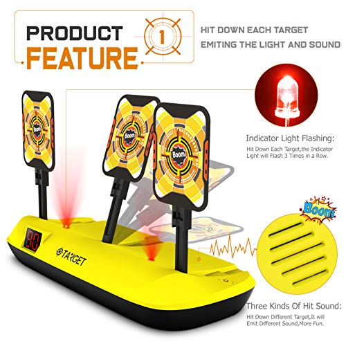UWANTME Digital Targets for Shooting Compatible with Nerf Guns-Electronic Scoring Auto Reset 3 Targets for Kids - Thumbnail 2