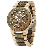 MEKU Men's Wood Wrist Watch Quartz Day Date Wooden