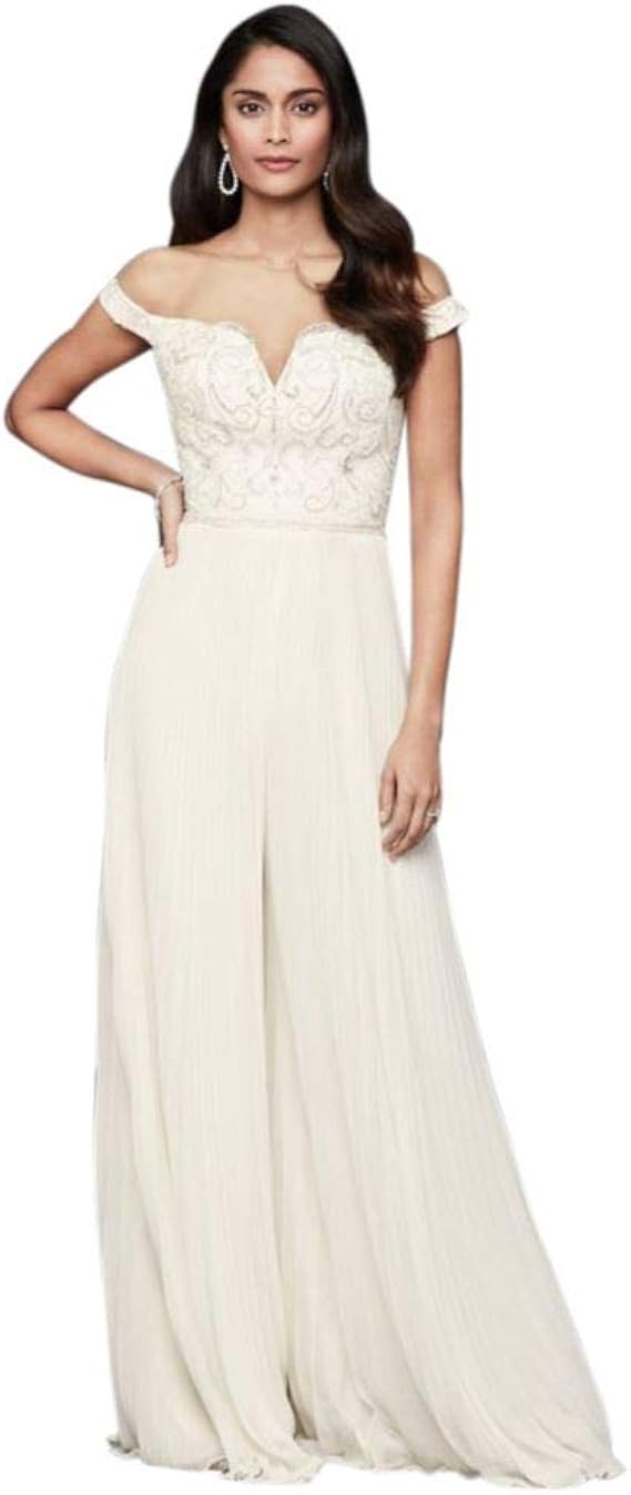 Beaded Illusion OffTheShoulder Wedding Jumpsuit Style