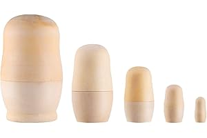 STOBOK DIY Matryoshka Dolls Unpainted Wooden Russian Nesting Dolls for Crafting