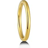 SATAER 2mm 18K Yellow Gold Tungsten Wedding Bands Ring for Women and Men Dome Polished Comfort Fit Size 4-12