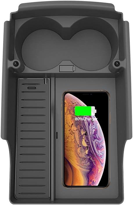 Wireless Car Charger for Model S X 2016-2019 10W Fast Phone Charging Pad Mat with Type-c Cable Extra Large Coil Fit Tesla Model S X Compatibility with All Qi Enabled Device