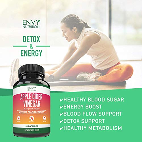 image for Envy Nutrition Apple Cider Vinegar Capsules - Supports Metabolism, Imm