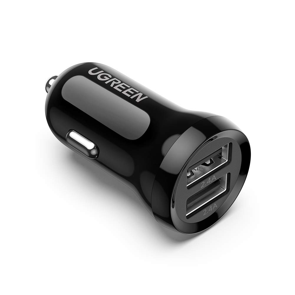 UGREEN Car Charger Mini 24W Dual USB 4.8A Fast Adapter, Compatible with iPhone SE 11 iPad Pro Galaxy S20 P40 Moto G8 G7 Redmi Note 8 Switch Tomtom etc