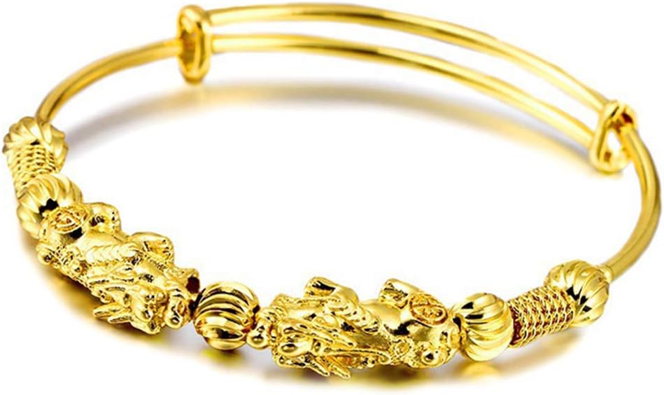 Adealink Double Pixiu Golden Wealth Bangle Retro Ethnic Style Adjustable Women Bangle