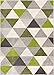 Well Woven Isometry Green & Grey Modern Geometric Triangle Pattern Area Rug Soft Shed Free 5 x 7 (5' x 7') Easy to Clean Stain Resistant