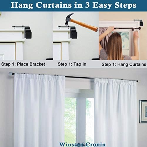 Amazon Com Double Curtain Rod Holders Brackets Set Tap Right Into