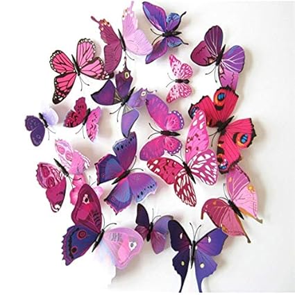 Onlineshoppee 12pcs/Set 3D Wall Stickers Butterfly Fridge Magnet for Wall Decor
