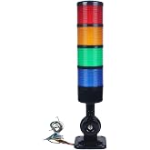 LUBAN Led Signal Tower Stack Lights, Industrial Signal Warning Lights, Column Tower Lamp with Rotatable Base, Steady/Flashing Switchable,12V 24V DC(4-Layer, no Buzzer) Black
