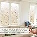 rabbitgoo Window Privacy Film, Frosted Glass Window Film, Stained Glass Removable Decorative Privacy Sticker, Non Adhesive UV Blocking Front Door Covering for Home, 3D Autumn Leaf, 35.4