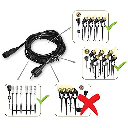 B-right 4er Pack 2 m LED Gartenleuchte Verlängerungskabel, wasserdicht LED Gartenbeleuchtung Verlängerungskabel für… – Bild 3