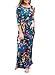 ZESICA Women's 3/4 Sleeve Floral Printed Tie Waist Long Maxi Dress With Pockets