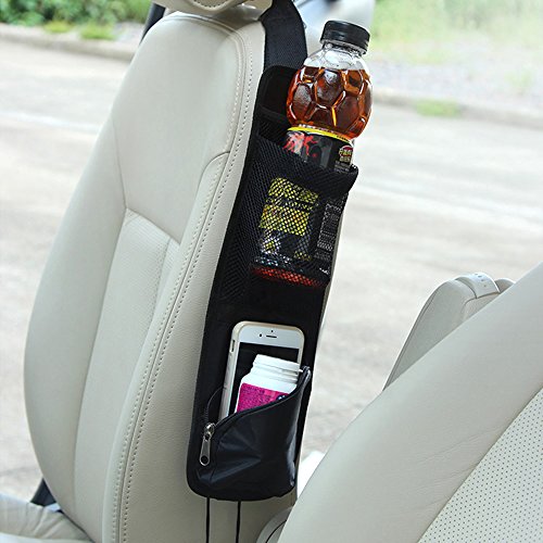 i.VALUX Multi-Pocket Car Seat Back Side Organizer Made of Waterproof Nylon Hanger, Black Storage Bag with Mesh pockets