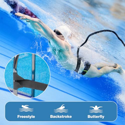 Premium Adult Swimming Belt for Pool, 3.5-8 m Swimming Belt with Elastic Rubber Bands, Swimming Aid Adults, Suitable for Beginners and Professionals, for Swimming Training