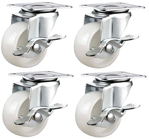 Qty. 4 x 40mm Nylon Swivel Castors with Brakes - Furniture, Appliance & Equipment Small Wheels by Bulldog Castors - Max 100Kg Per Set