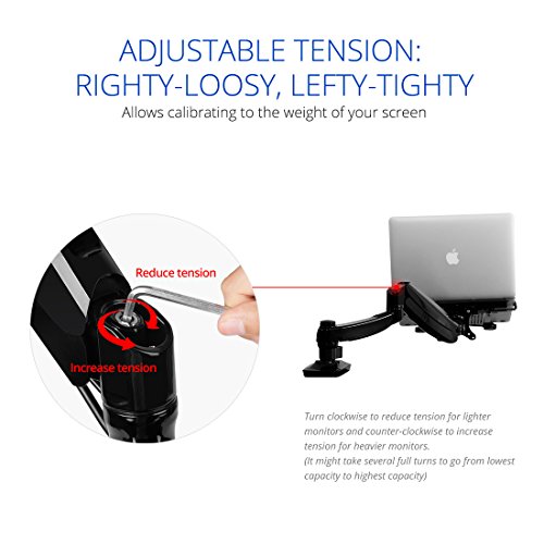 2 in 1 FLEXIMOUNTS L01 Laptop Desk Mount for 11-17.3 inch laptop with Notebook tray or 10-27 inch computer monitor with Swivel Gas Spring arm,With Clamp or Grommet Desktop Support